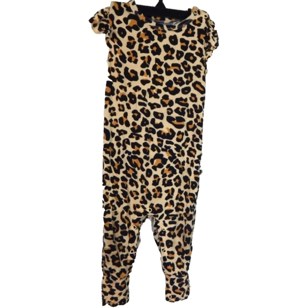 Posh Peanut Leopard Ruffle Butt Romper